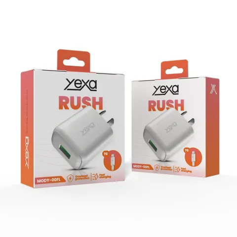 CARGADOR 220V 4.8A RUSH 1USB + CABLE V8 MODY-00FN - YEXA - BLANCO
