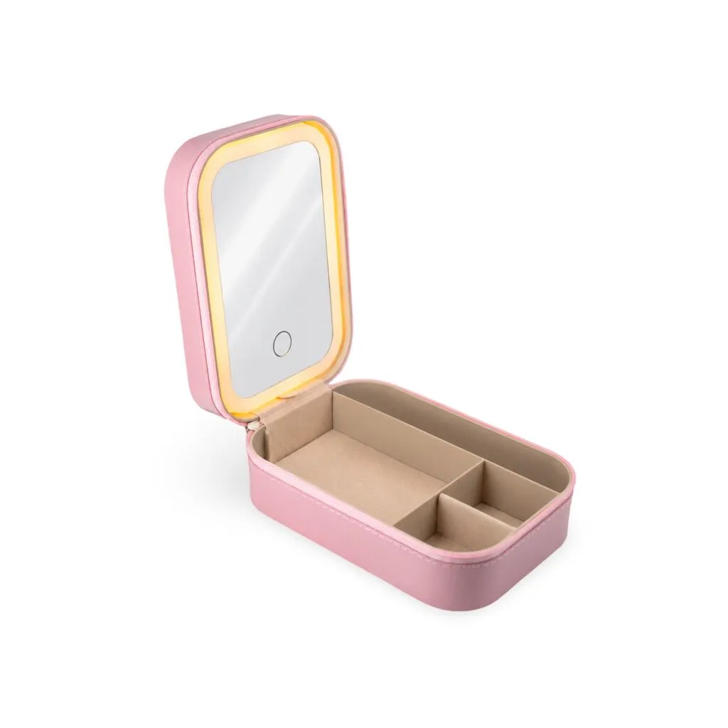 JOYERO PORTA MAQUILLAJE C/LUZ LED MODV-00JT - VARIOS - ROSA