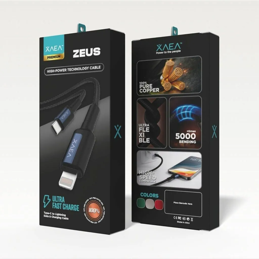 CABLE ZEUS TIPO C-LIGHTNING MODX-00MD - XAEA - AZUL METAL
