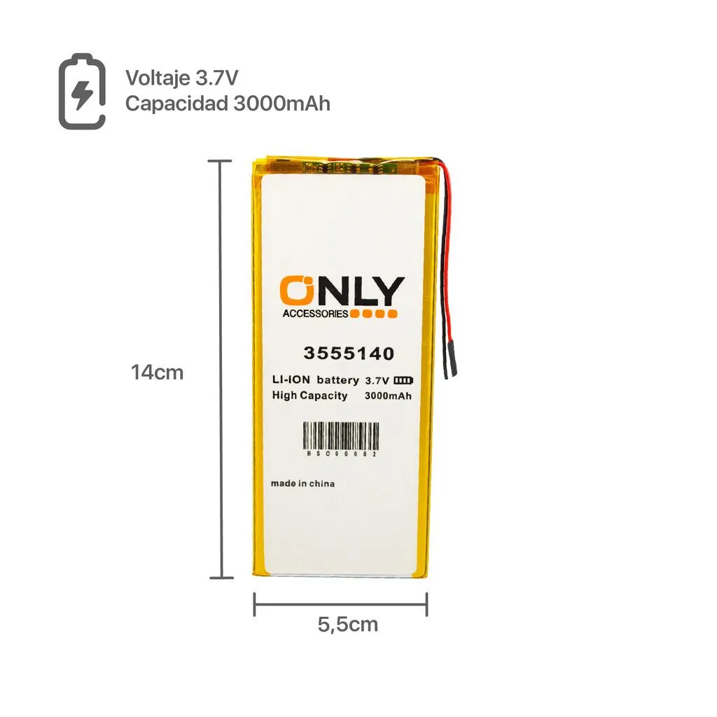 BATERIA DE TABLET 3555140 - 3000mAh - 5.5 x 14 cm
